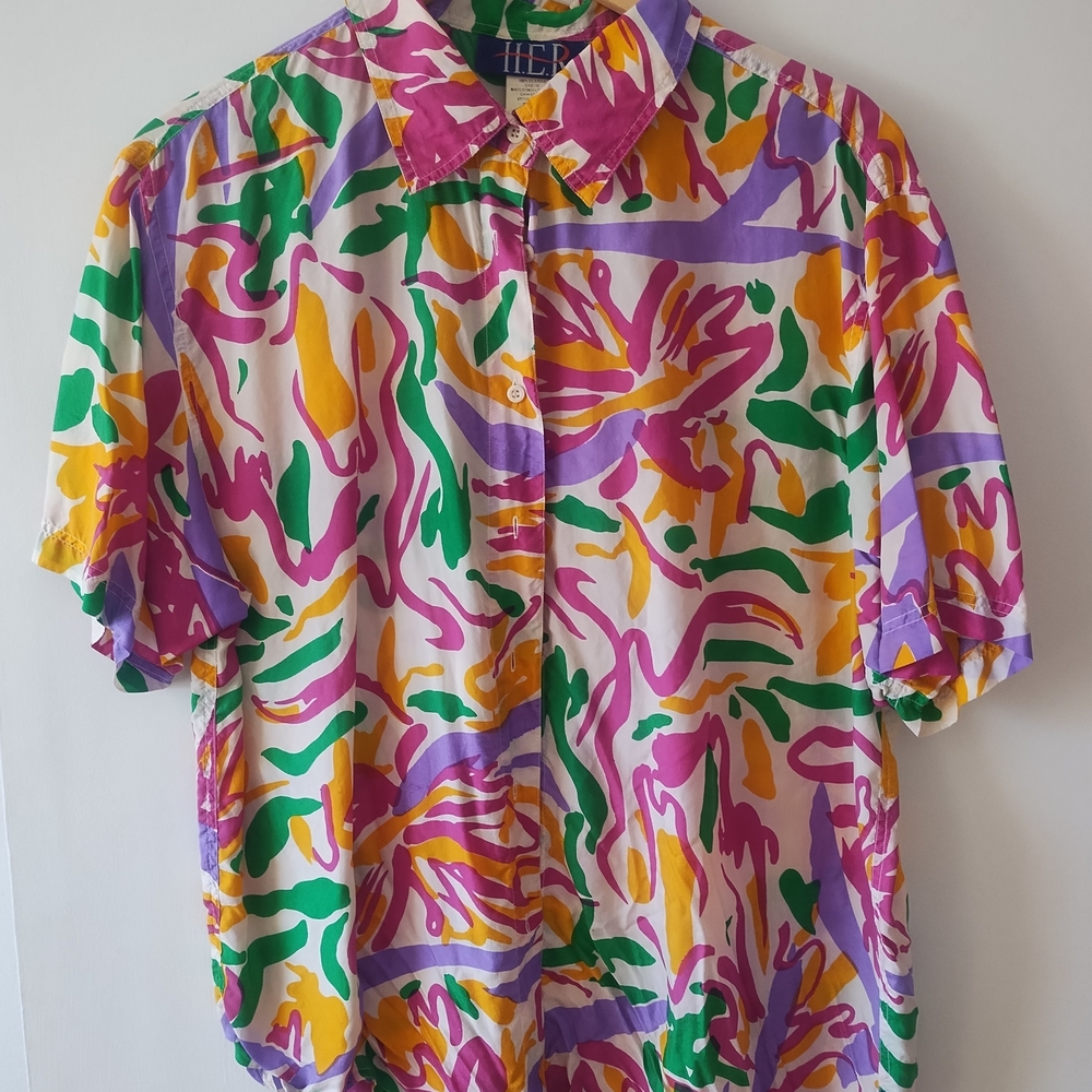 Colorful Abstract Silk Blouse